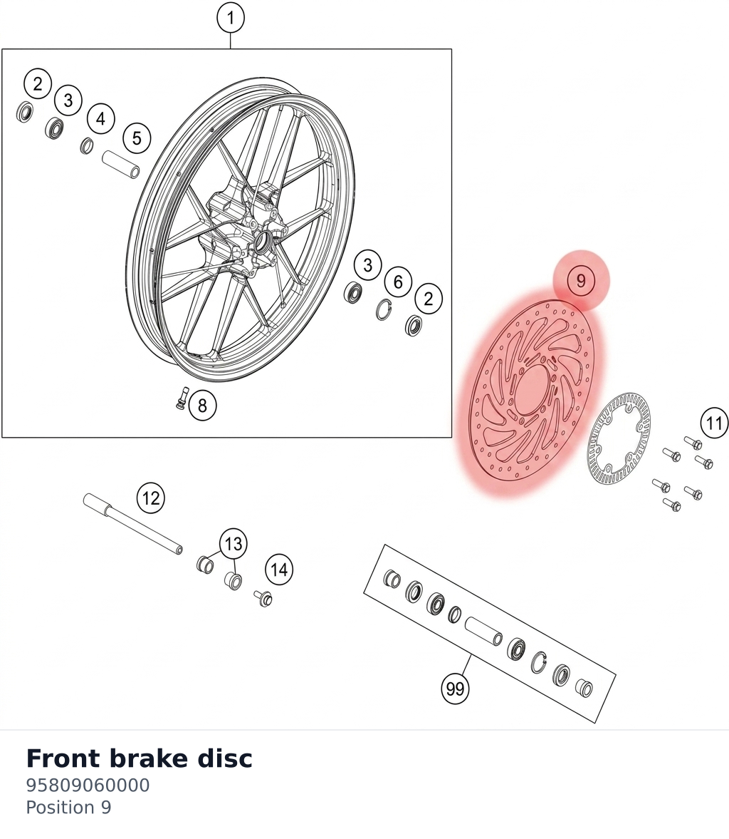 Diagram preview: Front brake disc (95809060000)