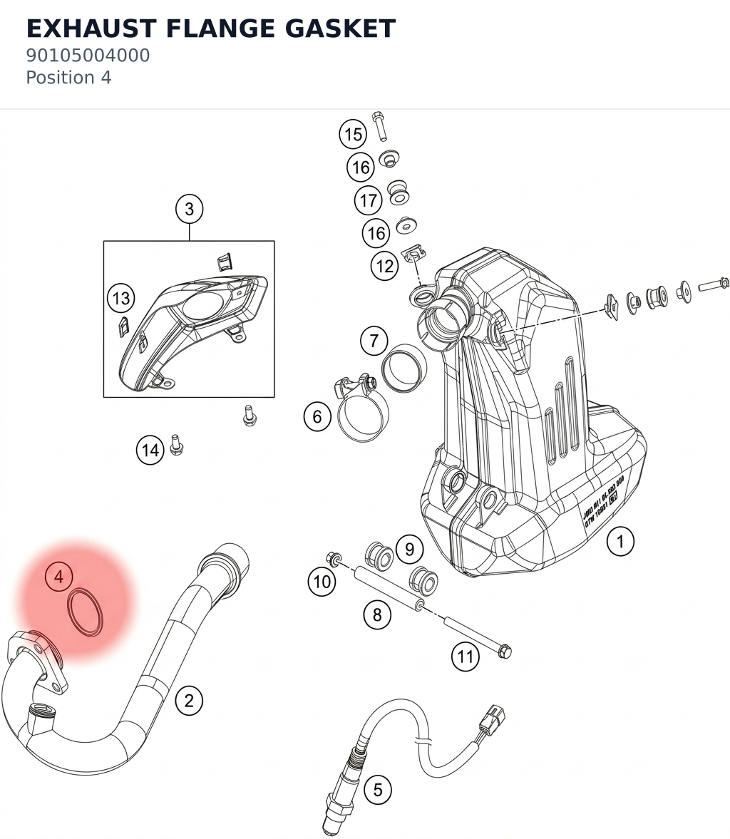 Diagram preview: EXHAUST FLANGE GASKET (90105004000)
