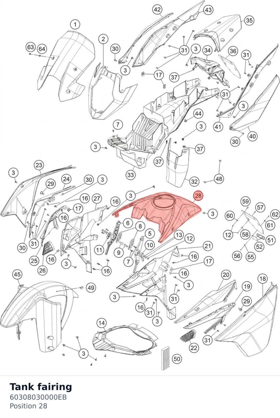 Diagram preview: Tank fairing (60308030000EB)