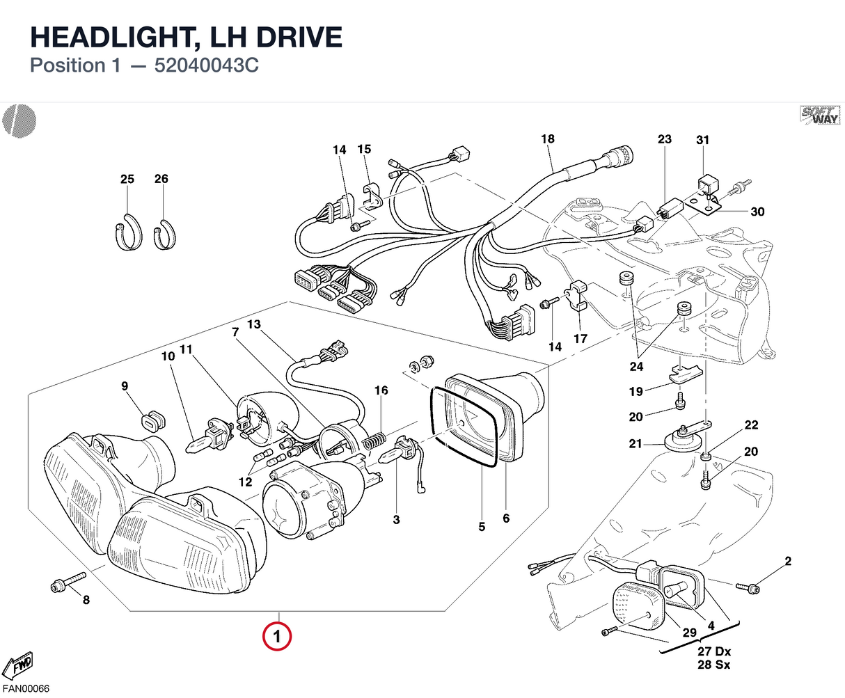 HEADLIGHT, LH DRIVE