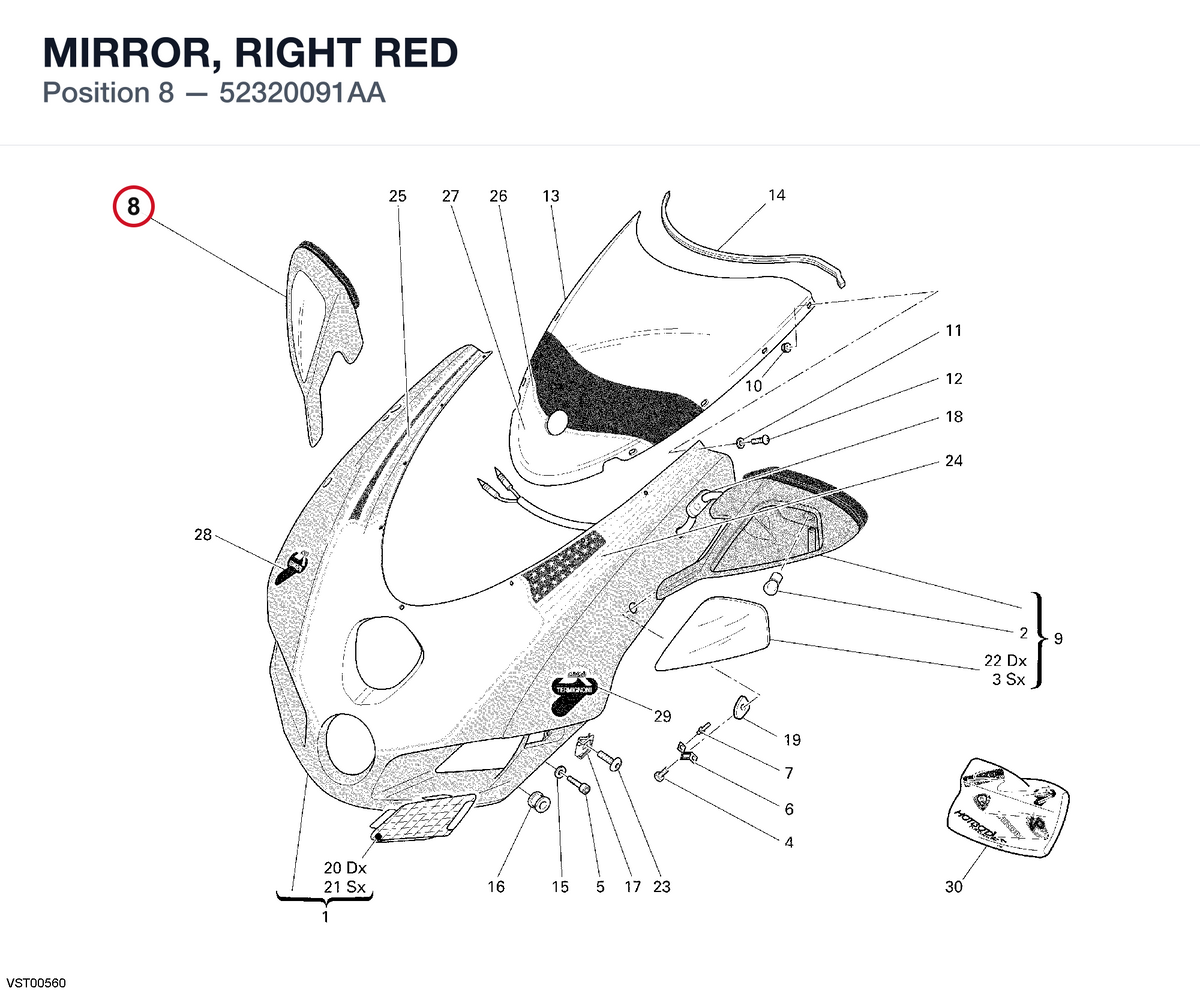 MIRROR, RIGHT RED