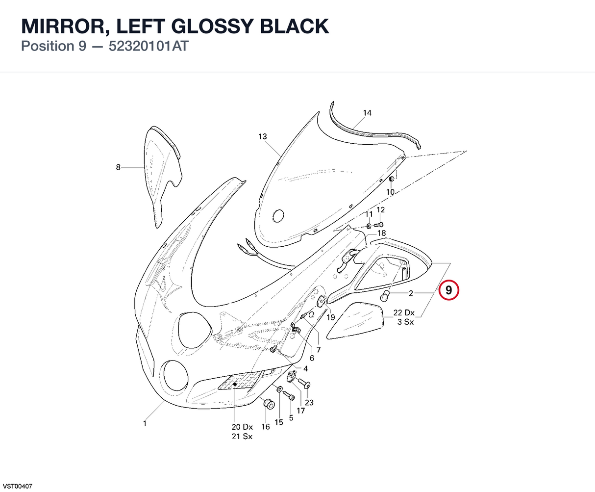 MIRROR, LEFT GLOSSY BLACK