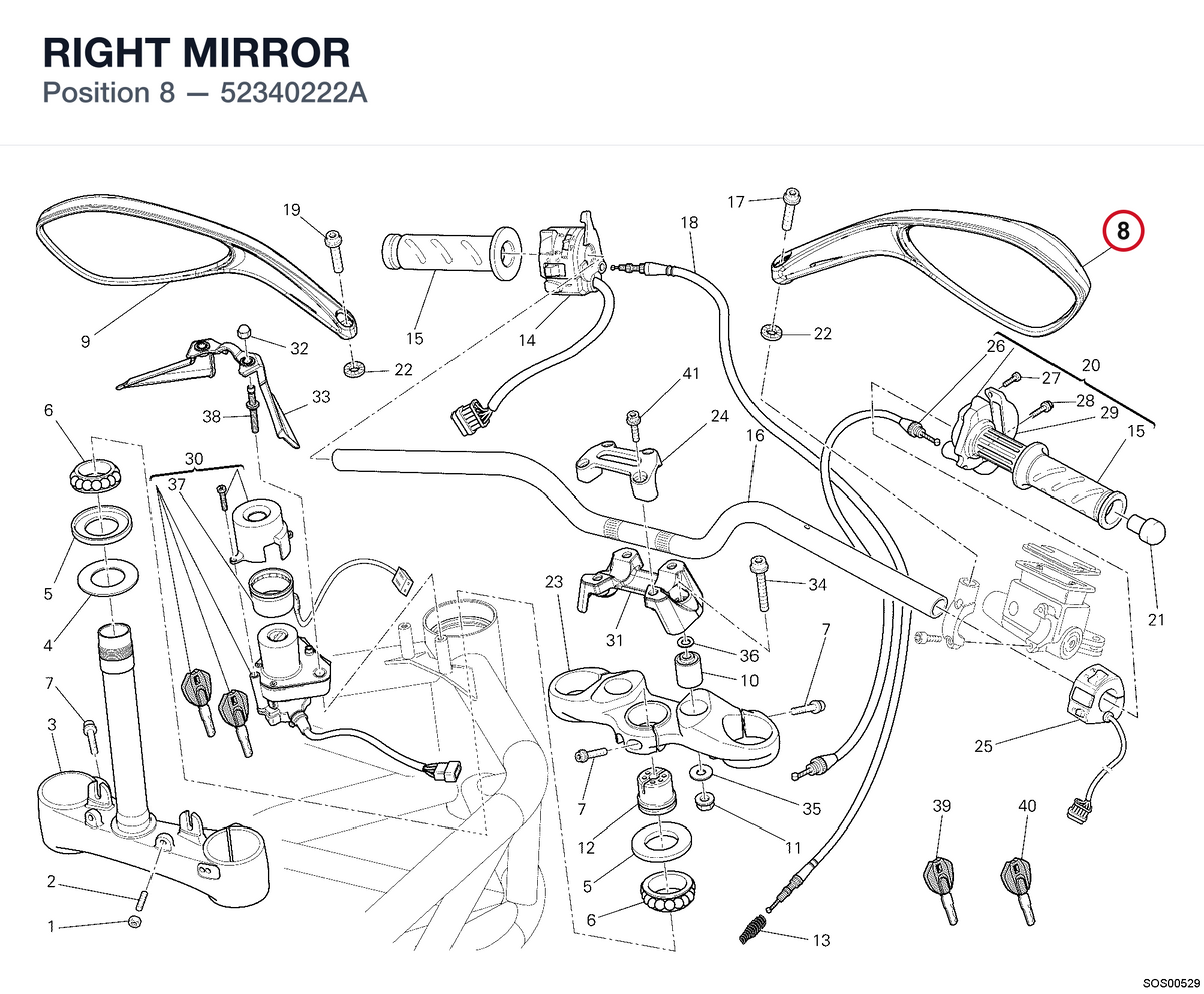 RIGHT MIRROR 52340222A diagram position