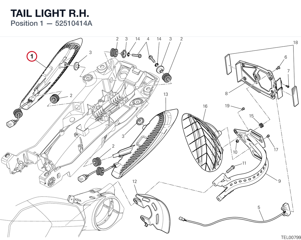 TAIL LIGHT R.H. 52510414A diagram position