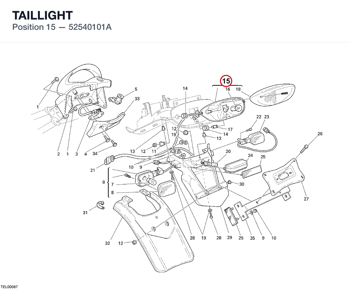 TAILLIGHT 52540101A diagram position