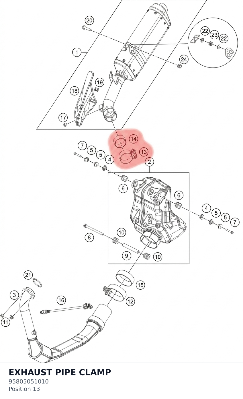 Diagram preview: EXHAUST PIPE CLAMP (95805051010)