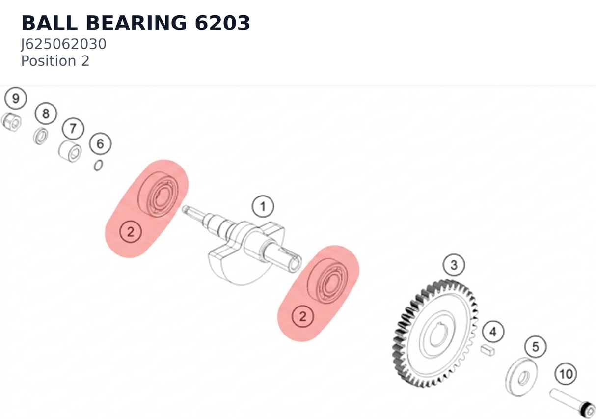 Diagram preview: BALL BEARING 6203 (J625062030)