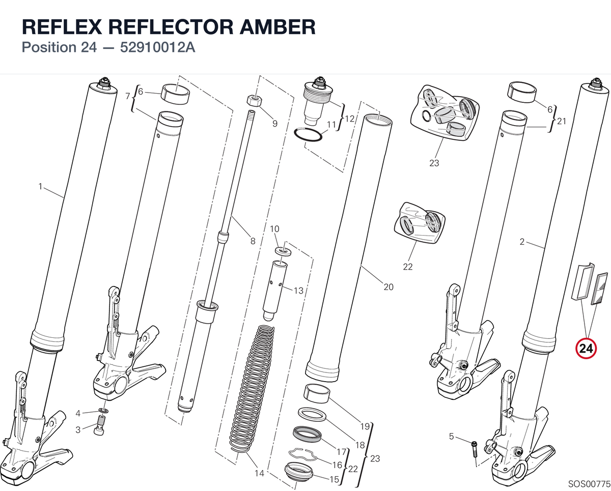 REFLEX REFLECTOR AMBER 52910012A diagram position