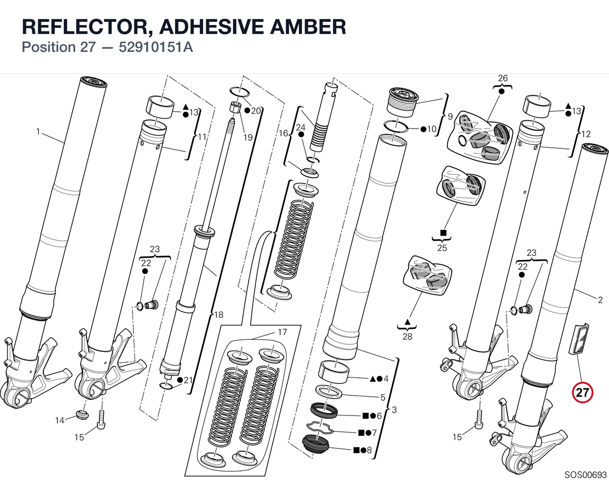 REFLECTOR, ADHESIVE AMBER 52910151A diagram position