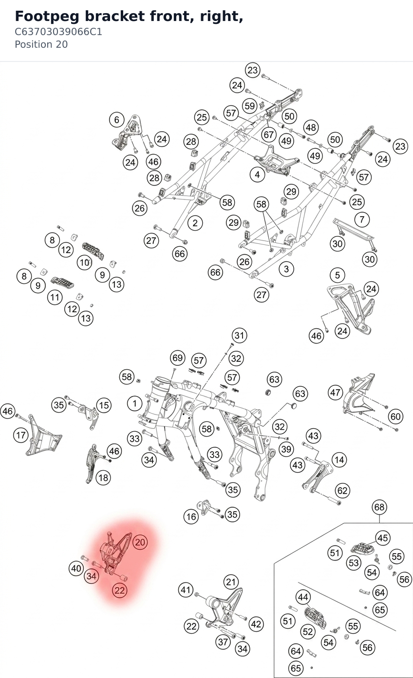 Diagram preview: Footpeg bracket front, right, (C63703039066C1)