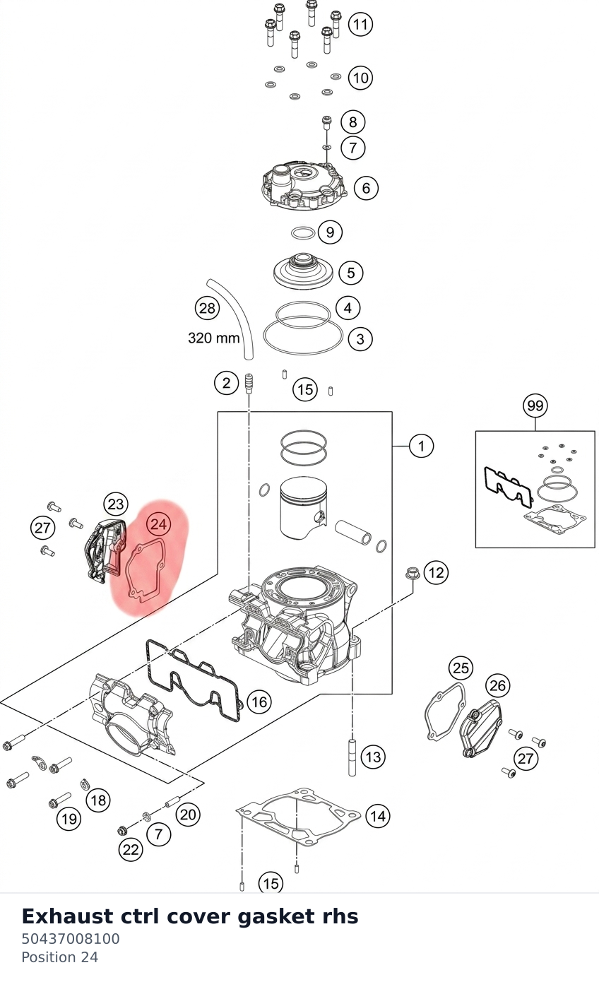 Diagram preview: Exhaust ctrl cover gasket rhs (50437008100)