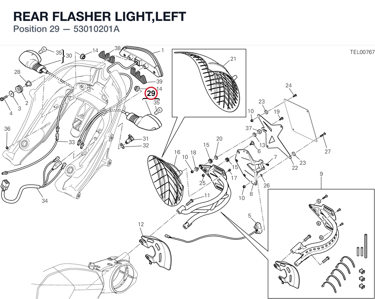 REAR FLASHER LIGHT,LEFT 53010201A diagram position