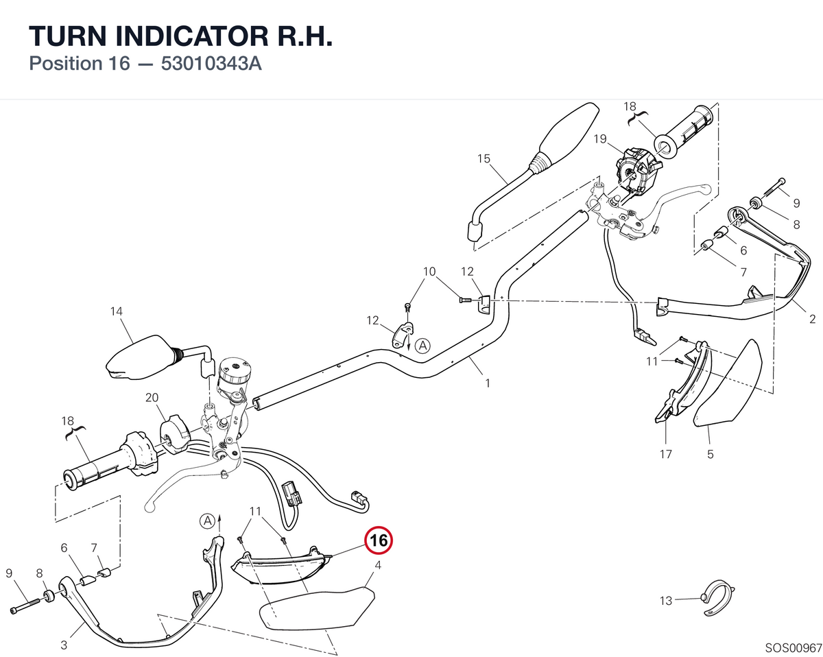 TURN INDICATOR R.H. 53010343A diagram position