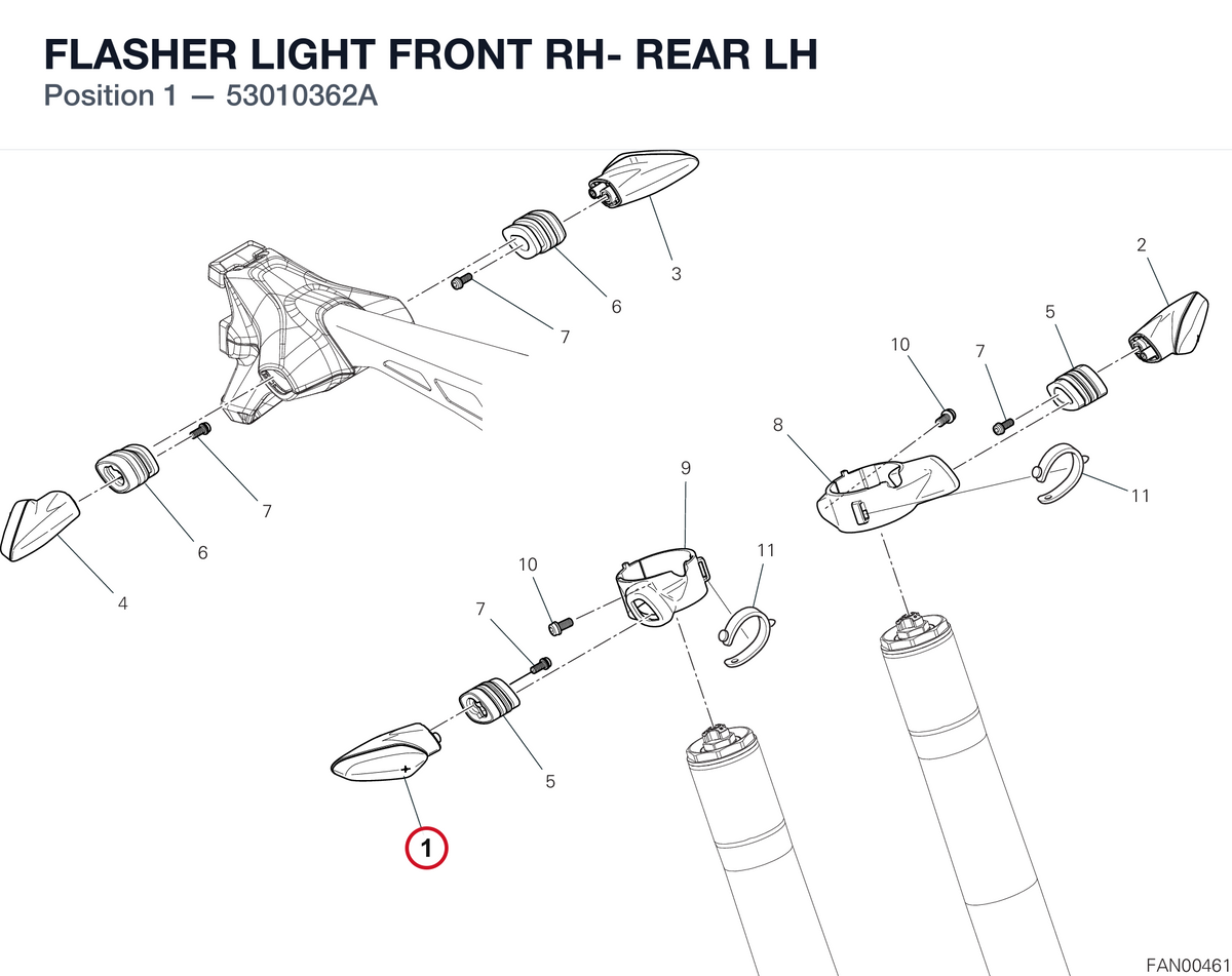 FLASHER LIGHT FRONT RH- REAR LH 53010362A diagram position