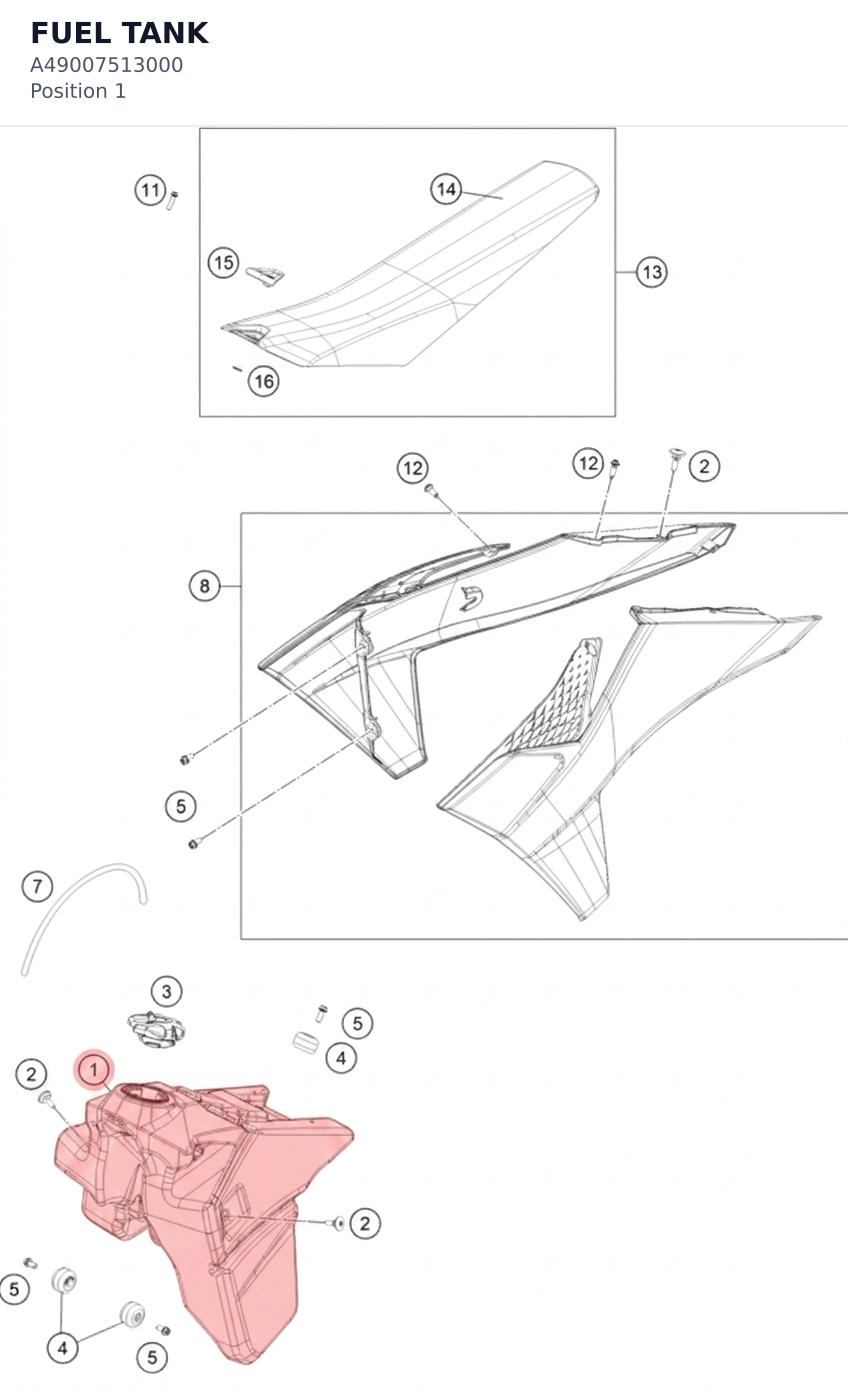 Diagram preview: FUEL TANK (A49007513000)