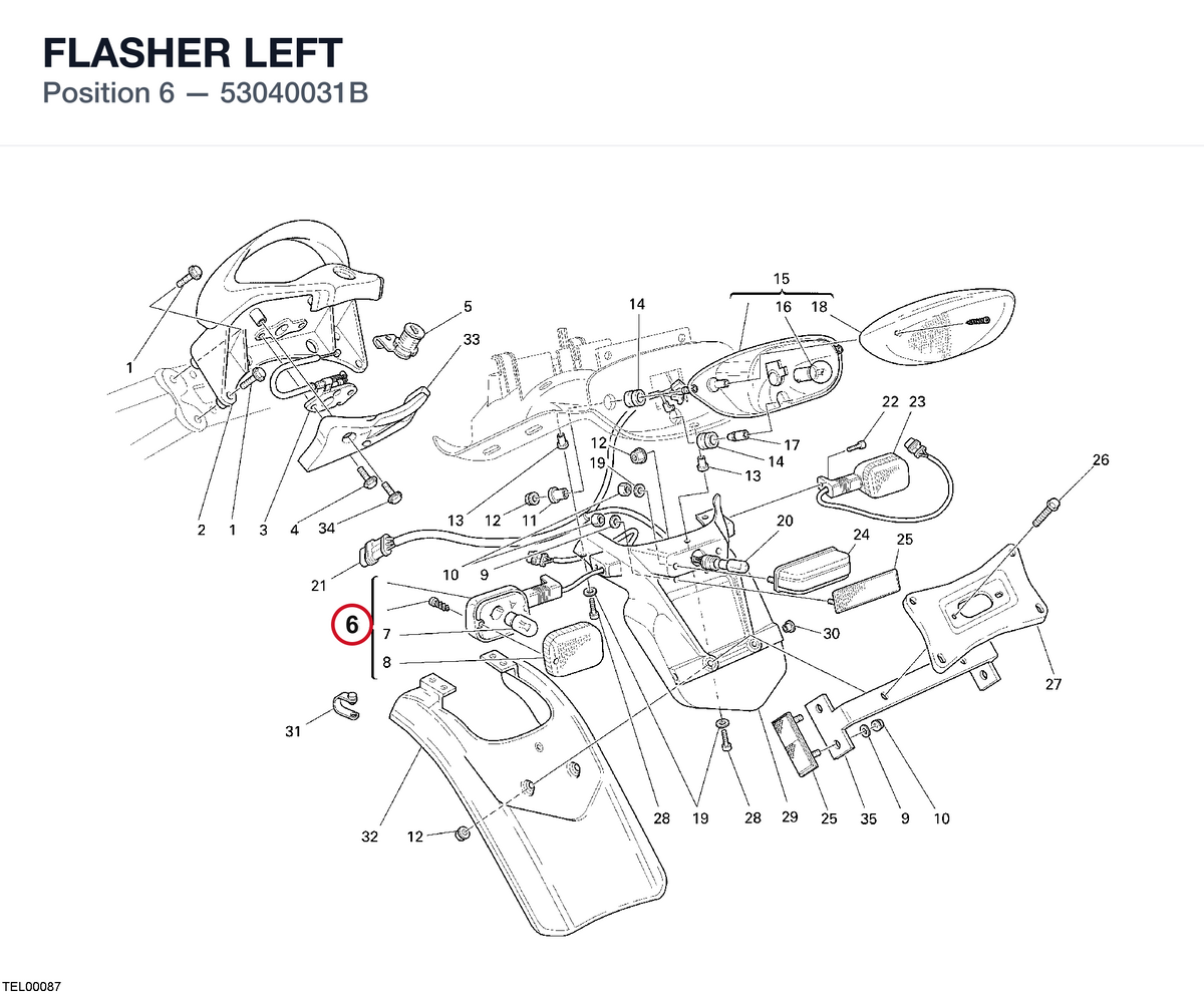 FLASHER LEFT 53040031B diagram position