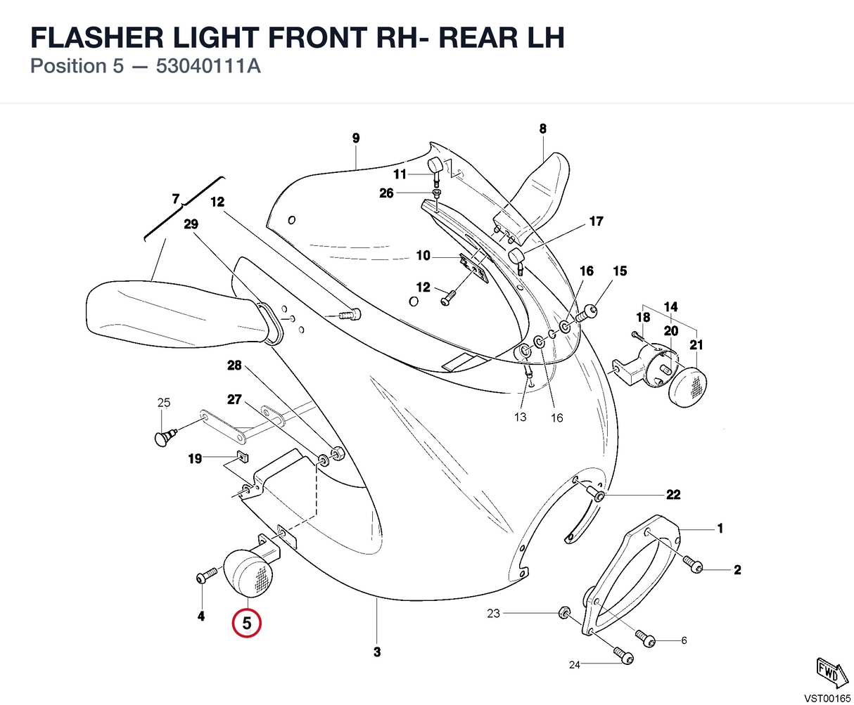 FLASHER LIGHT FRONT RH- REAR LH