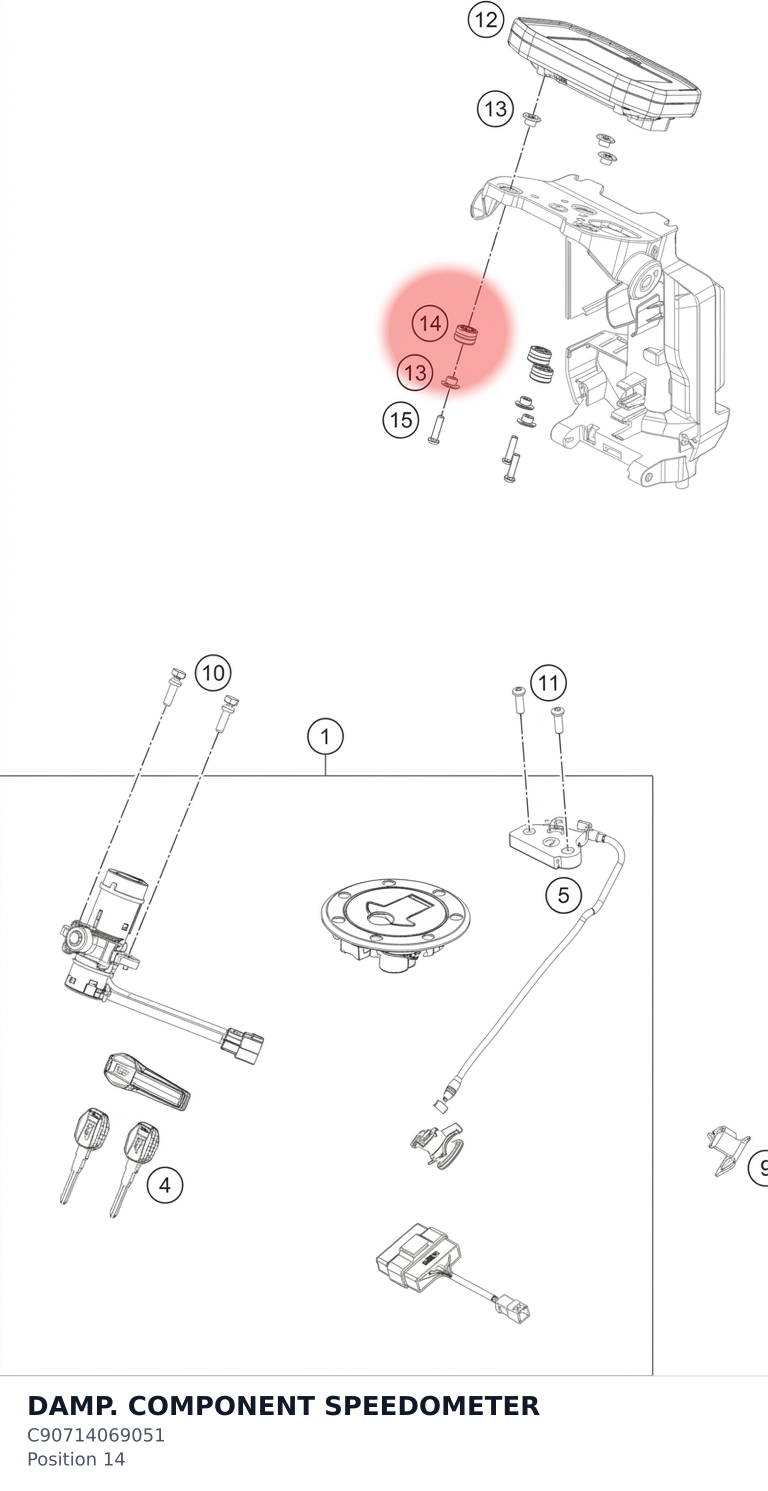 Diagram preview: DAMP. COMPONENT SPEEDOMETER (C90714069051)