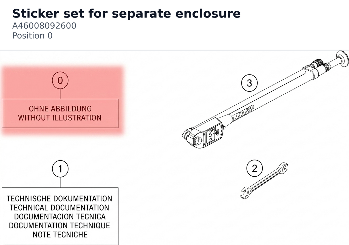 Diagram preview: Sticker set for separate enclosure (A46008092600)