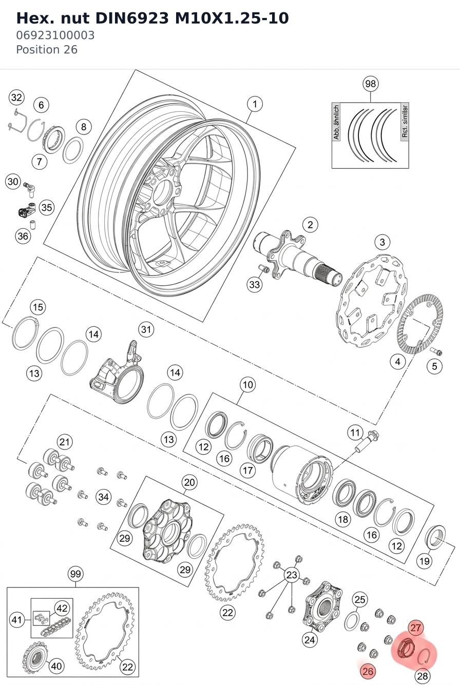 Diagram preview: Hex. nut DIN6923 M10X1.25-10 (06923100003)