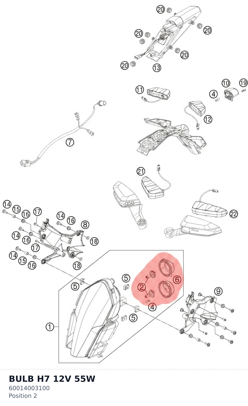 Diagram preview: BULB H7 12V 55W (60014003100)