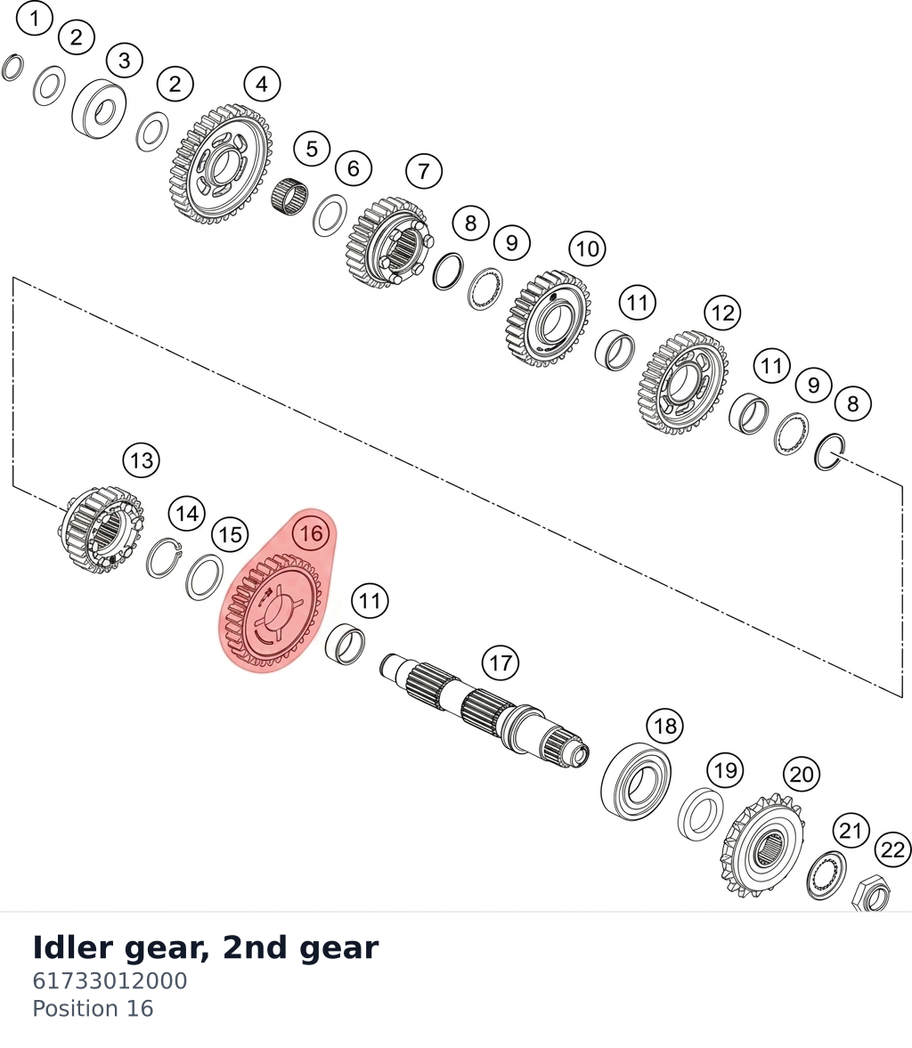 Diagram preview: Idler gear, 2nd gear (61733012000)