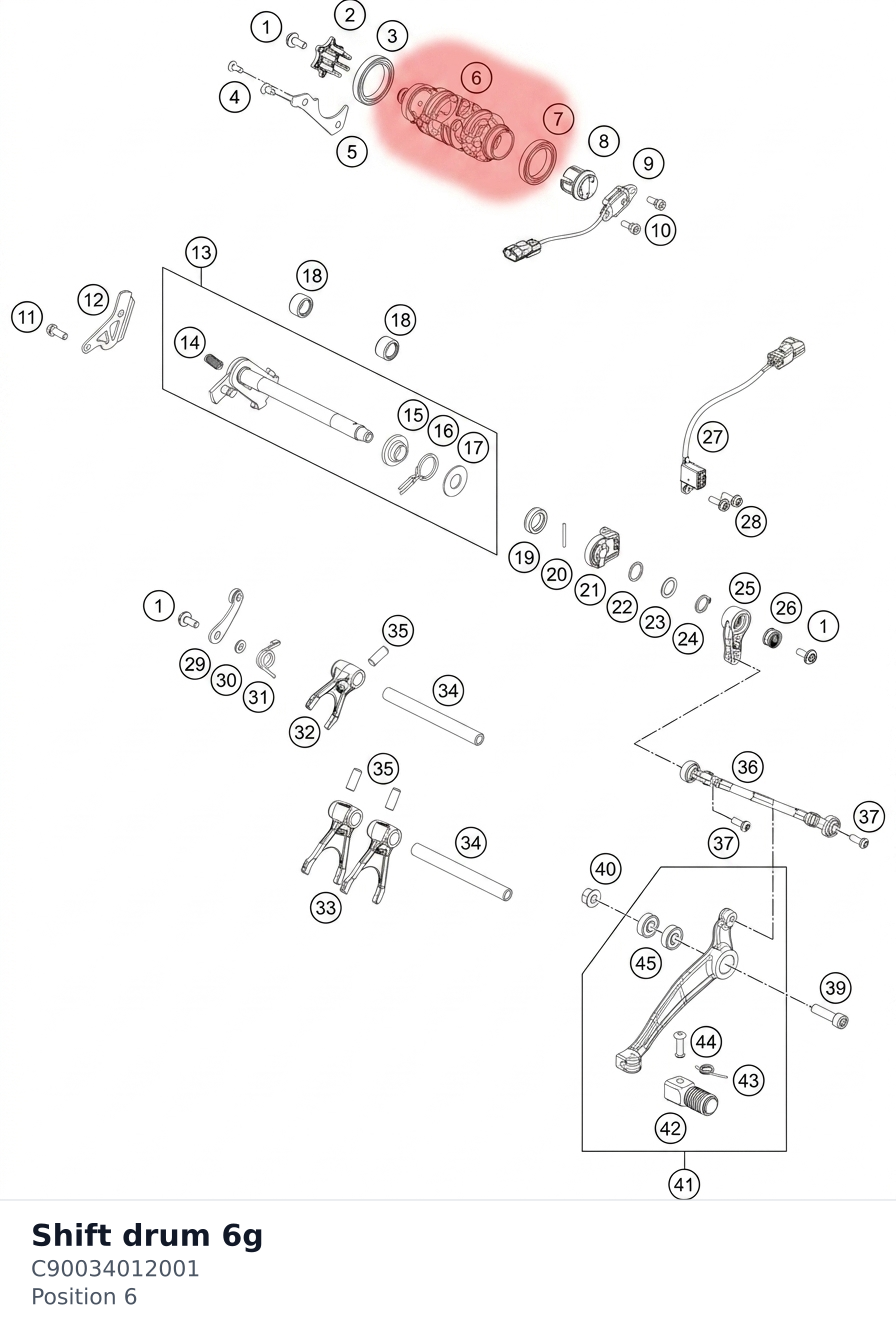 Diagram preview: Shift drum 6g (C90034012001)