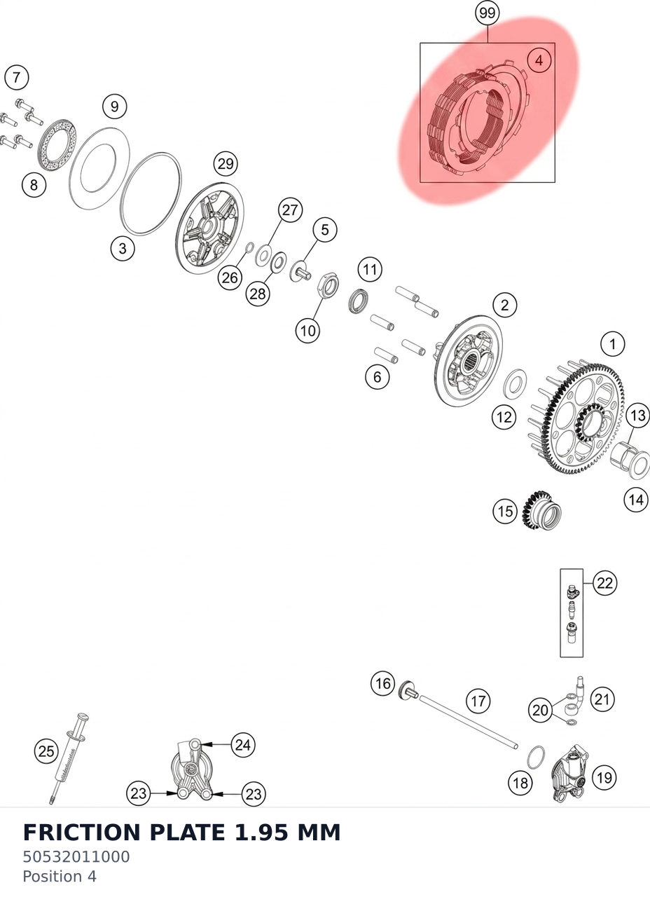 Diagram preview: FRICTION PLATE 1.95 MM (50532011000)