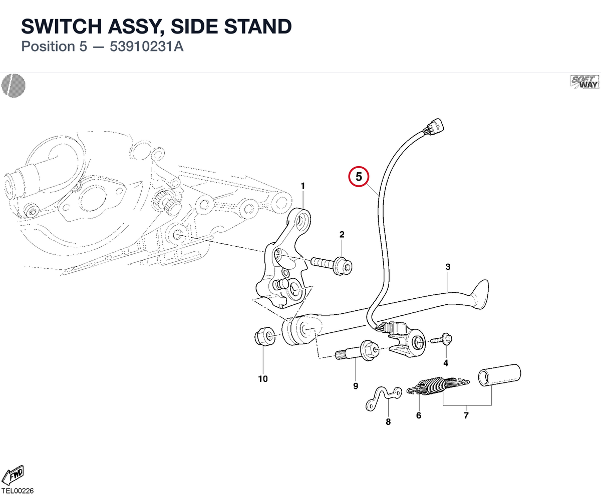 SWITCH ASSY, SIDE STAND 53910231A diagram position