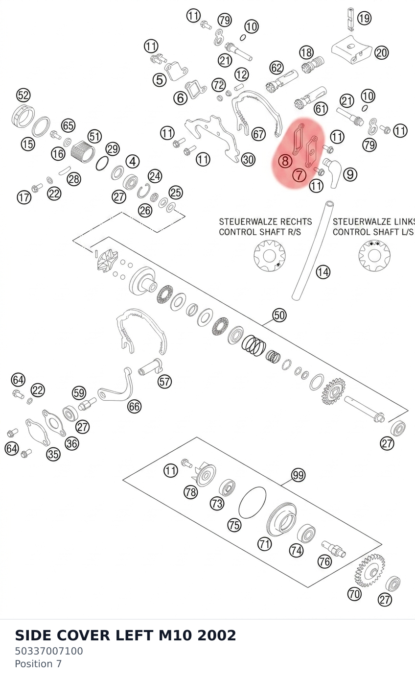 Diagram preview: SIDE COVER LEFT M10 2002 (50337007100)
