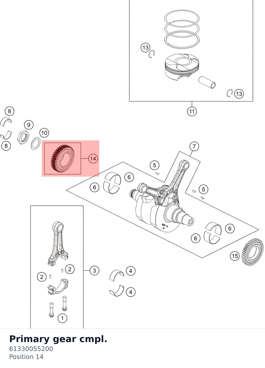 Diagram preview: Primary gear cmpl. (61330055200)