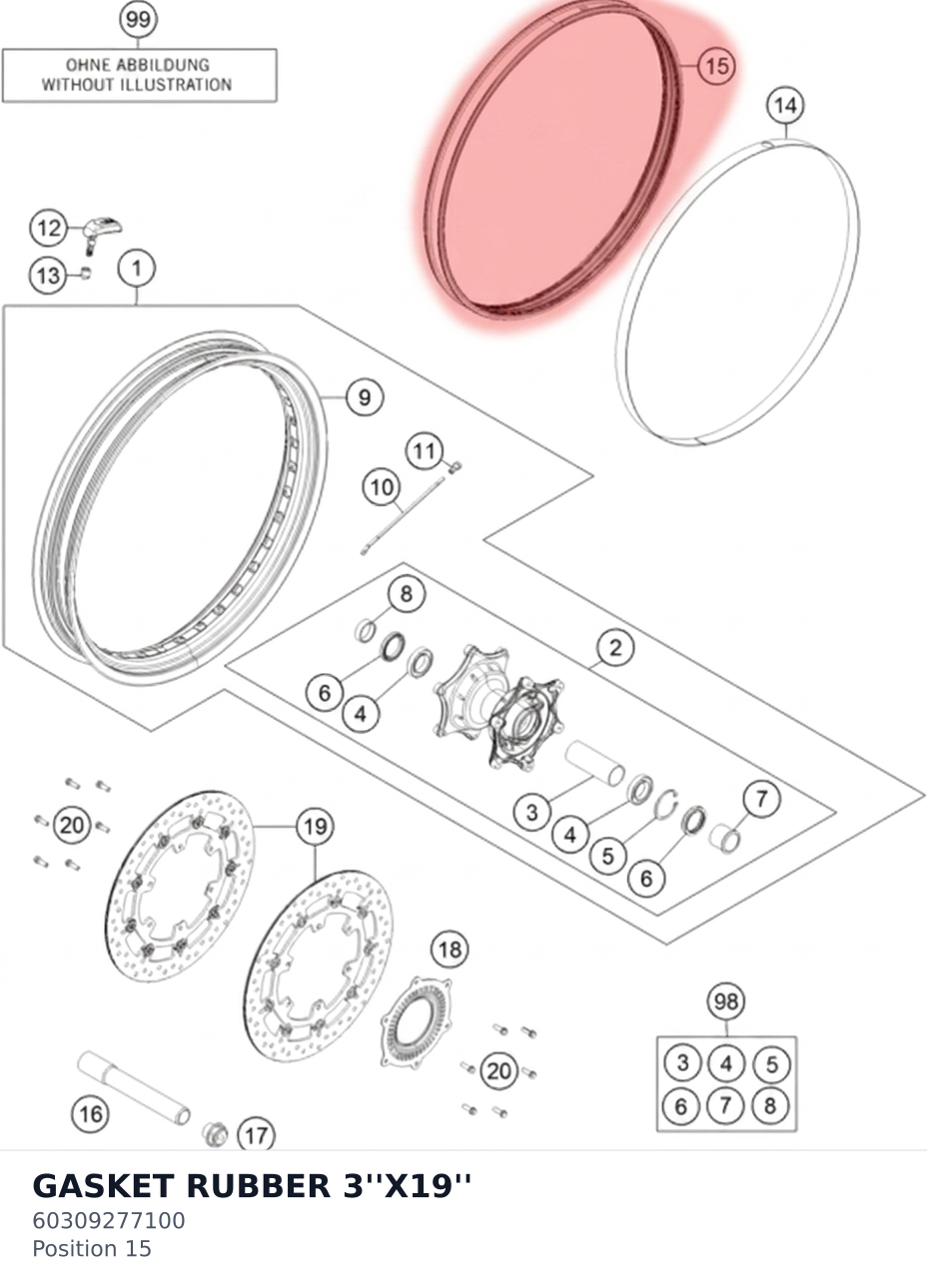 Diagram preview: GASKET RUBBER 3''X19'' (60309277100)