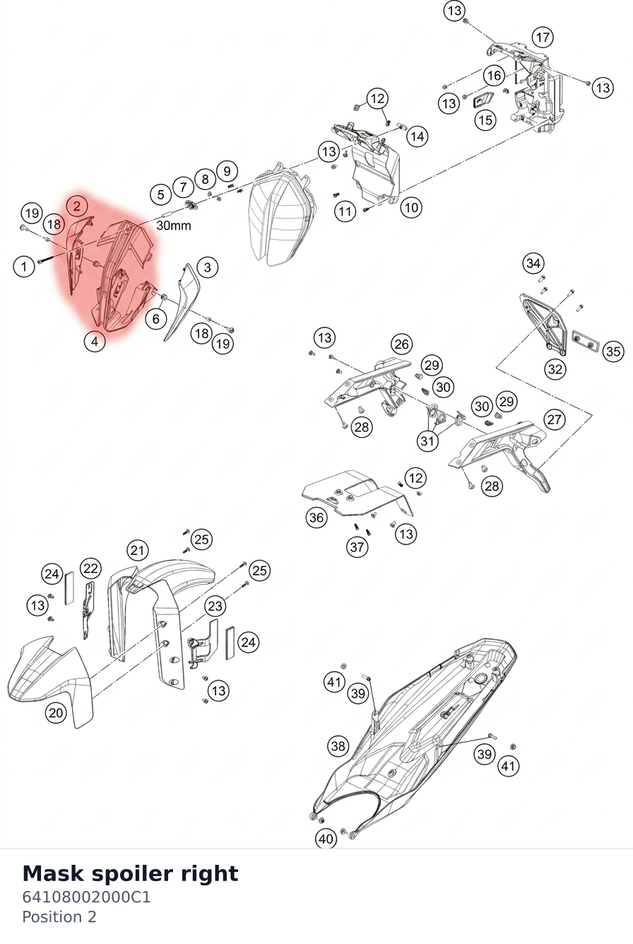 Diagram preview: Mask spoiler right (64108002000C1)
