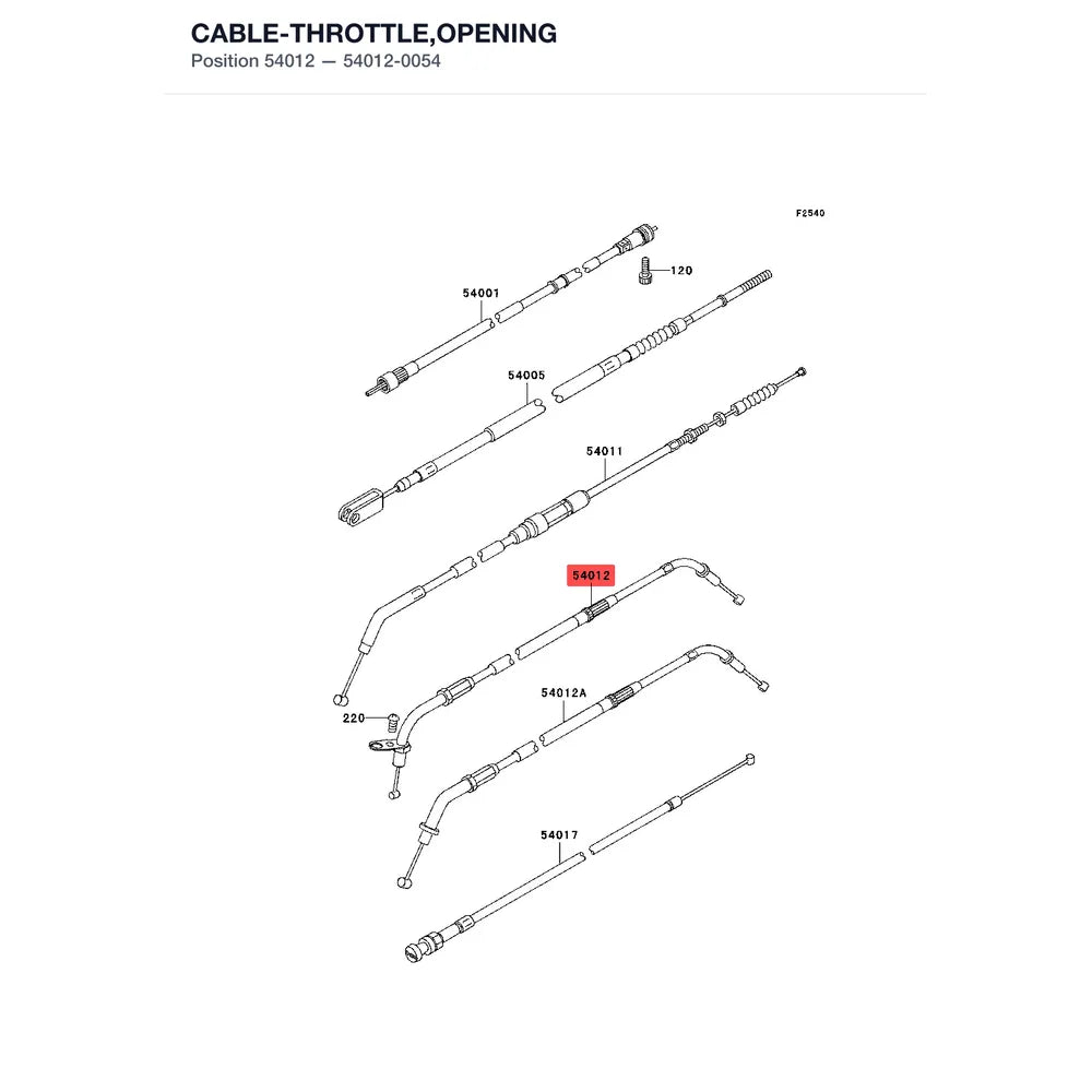 Kawasaki OEM – CABLE-THROTTLE,OPENIN product image