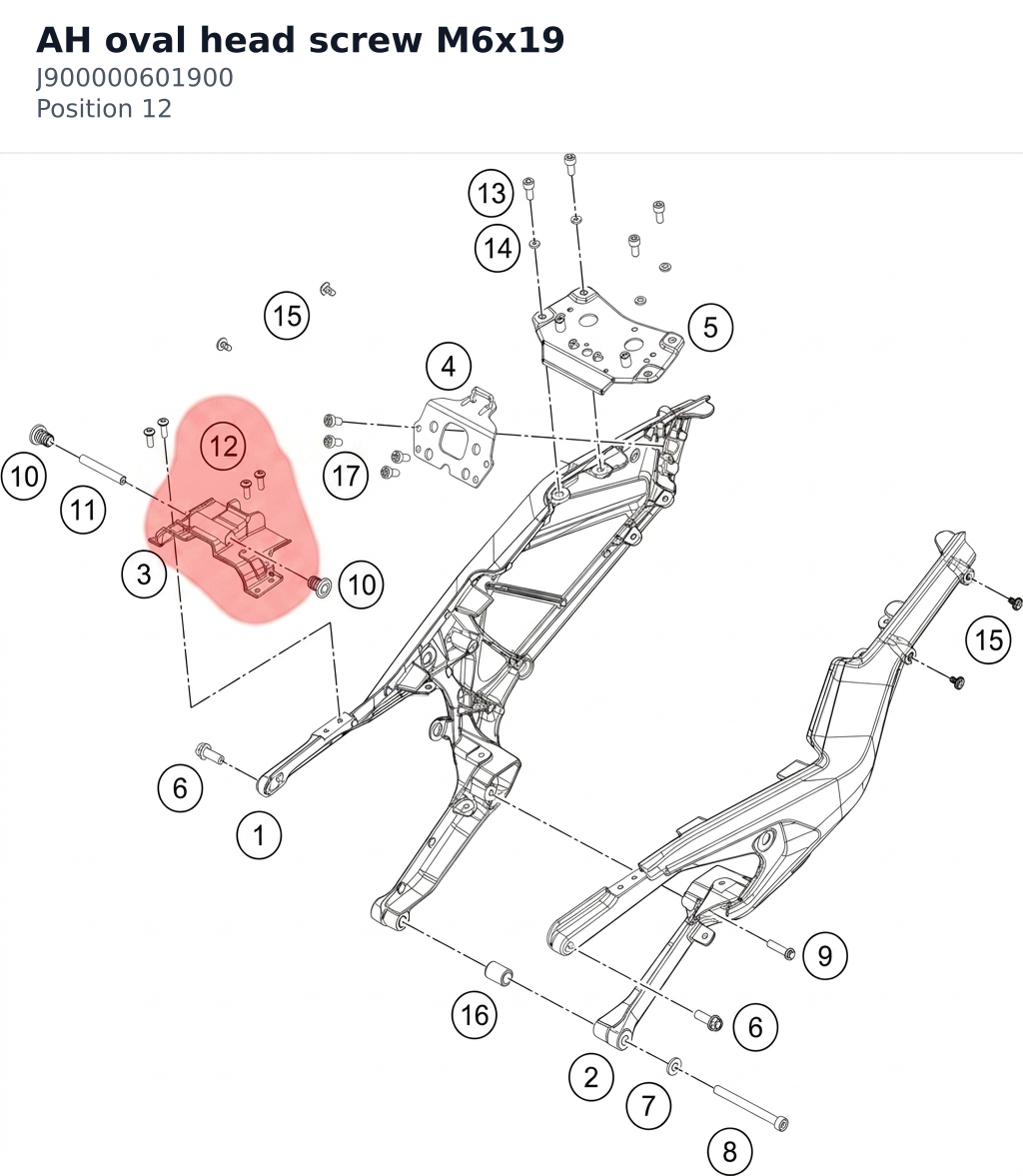 Diagram preview: AH oval head screw M6x19 (J900000601900)