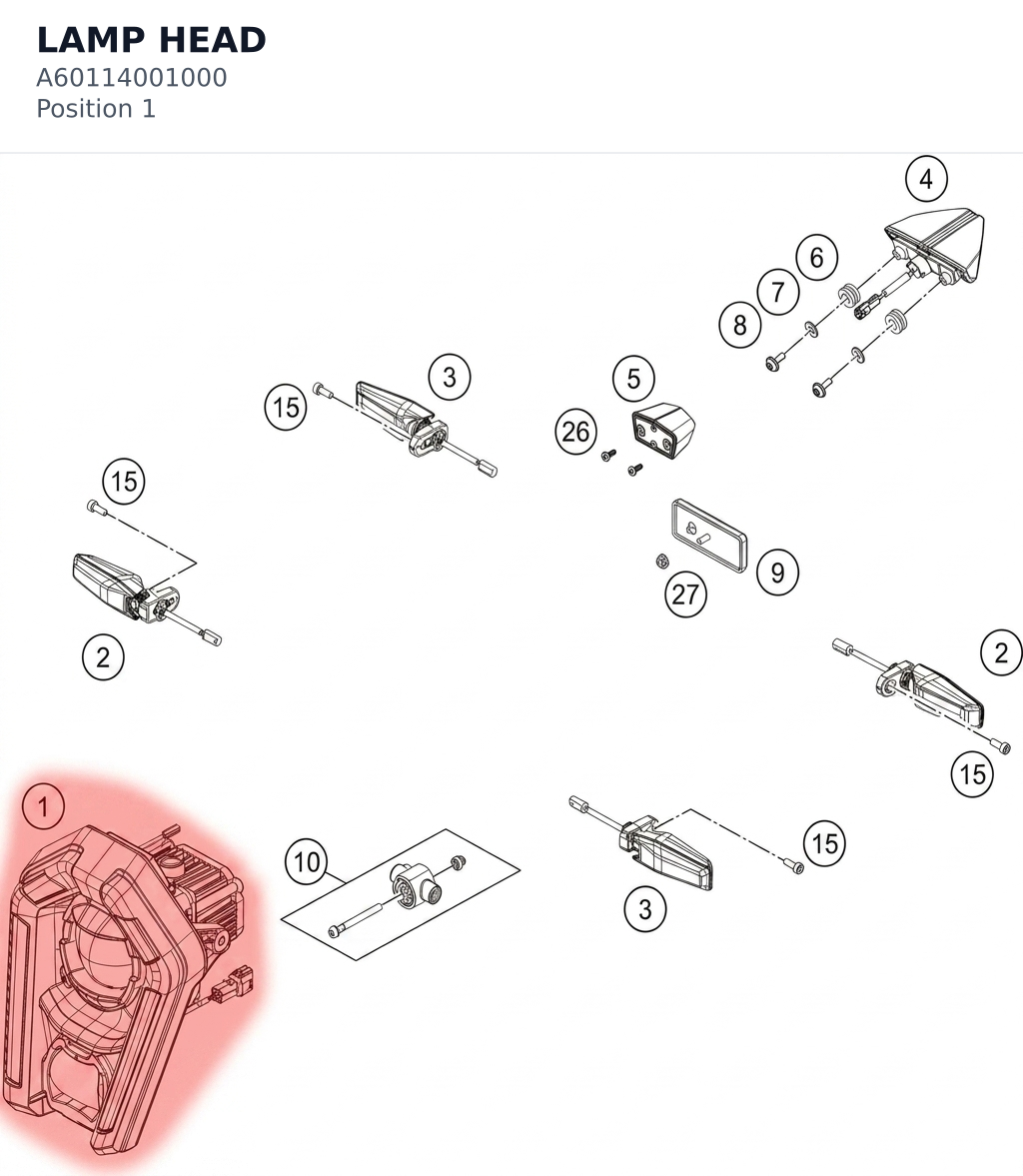 Diagram preview: LAMP HEAD (A60114001000)