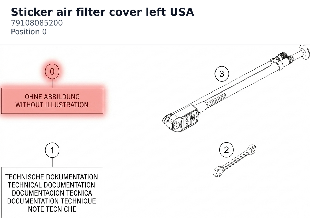 Diagram preview: Sticker air filter cover left USA (79108085200)