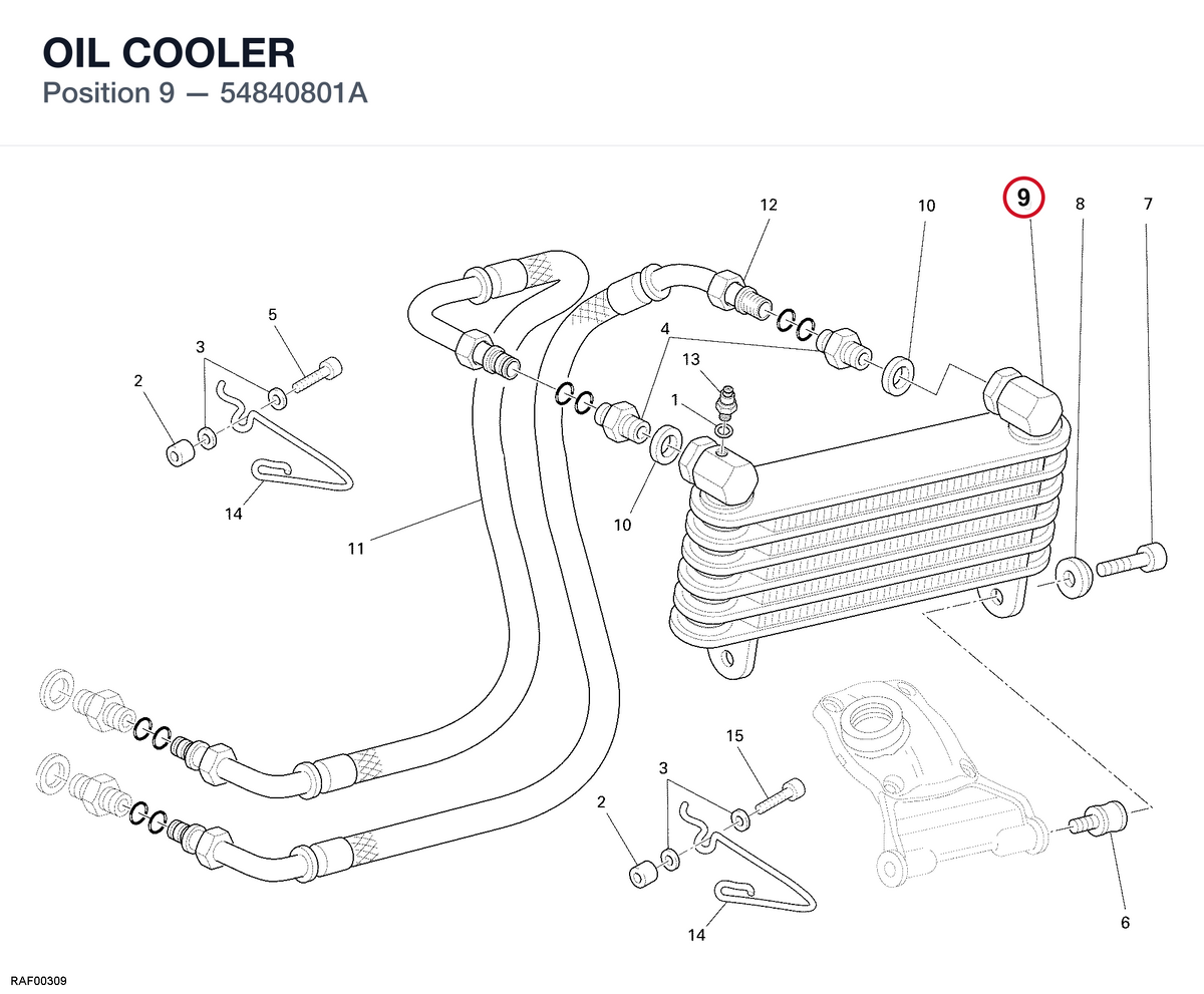 OIL COOLER 54840801A diagram position