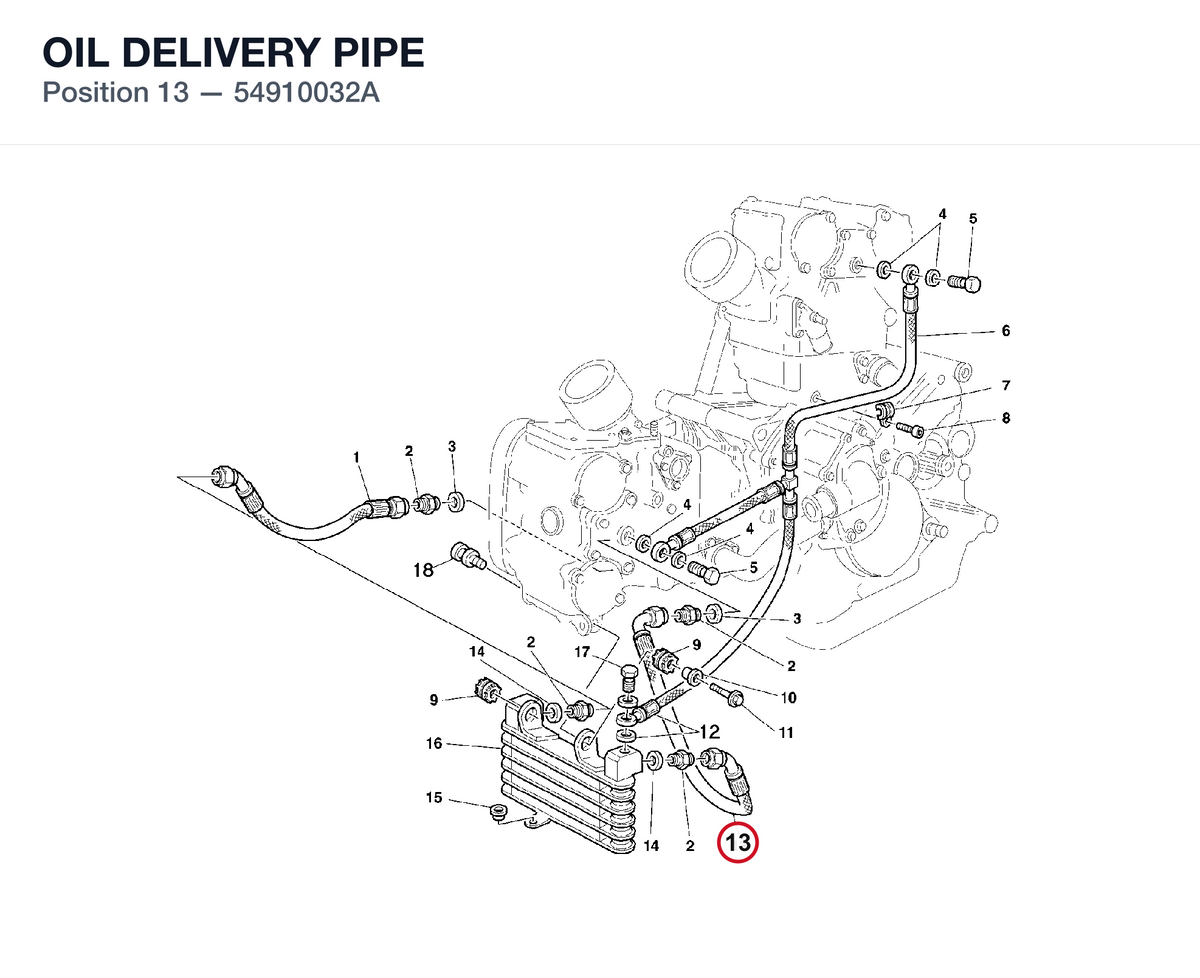 OIL DELIVERY PIPE 54910032A diagram position