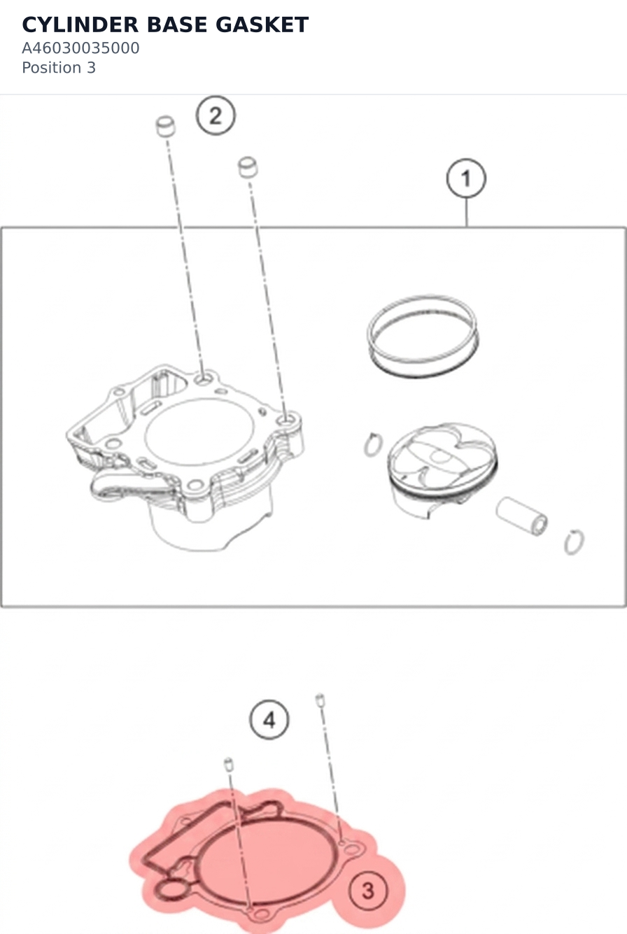 Diagram preview: CYLINDER BASE GASKET (A46030035000)