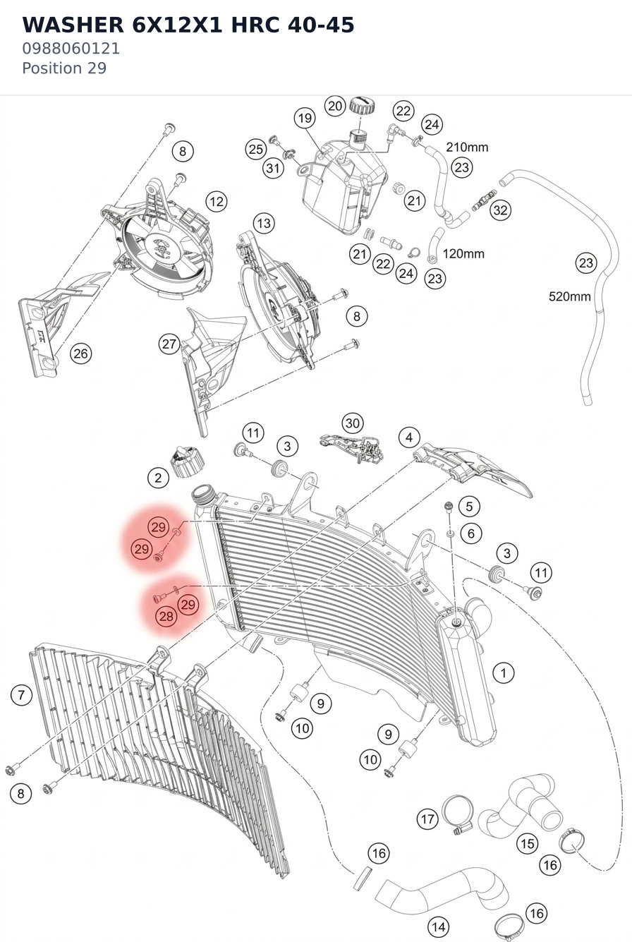 Diagram preview: WASHER 6X12X1 HRC 40-45 (0988060121)