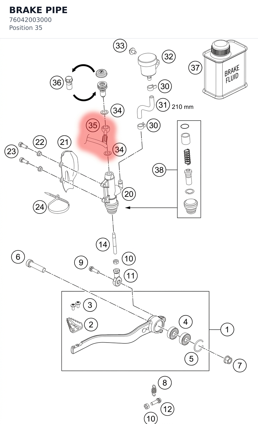Diagram preview: BRAKE PIPE (76042003000)