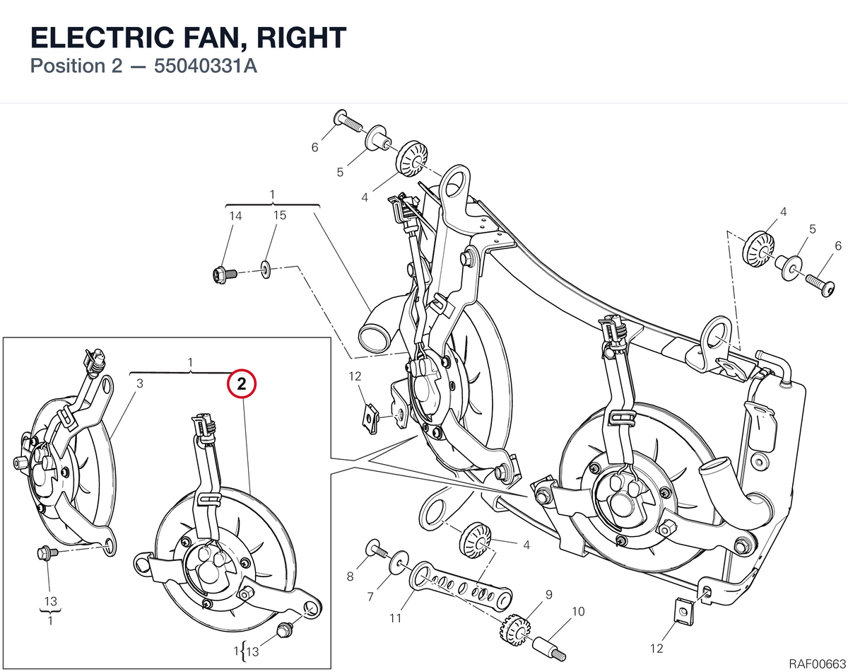 ELECTRIC FAN, RIGHT 55040331A diagram position