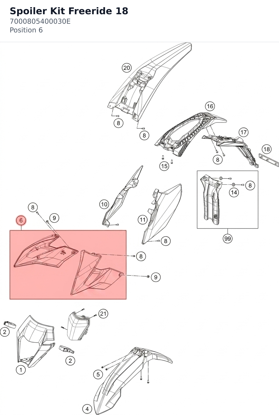 Diagram preview: Spoiler Kit Freeride 18 (7000805400030E)