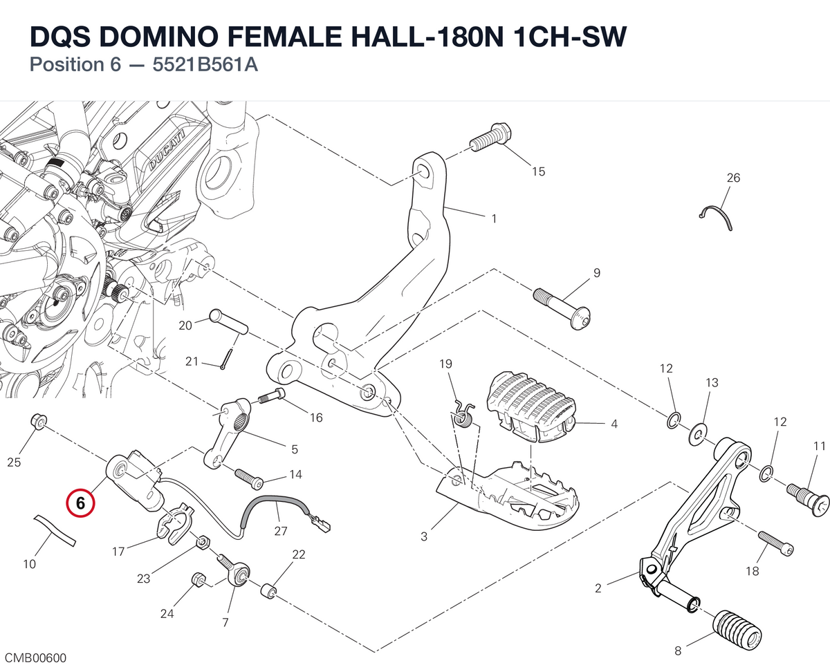 DQS DOMINO FEMALE HALL-180N 1CH-SW 5521B561A diagram position