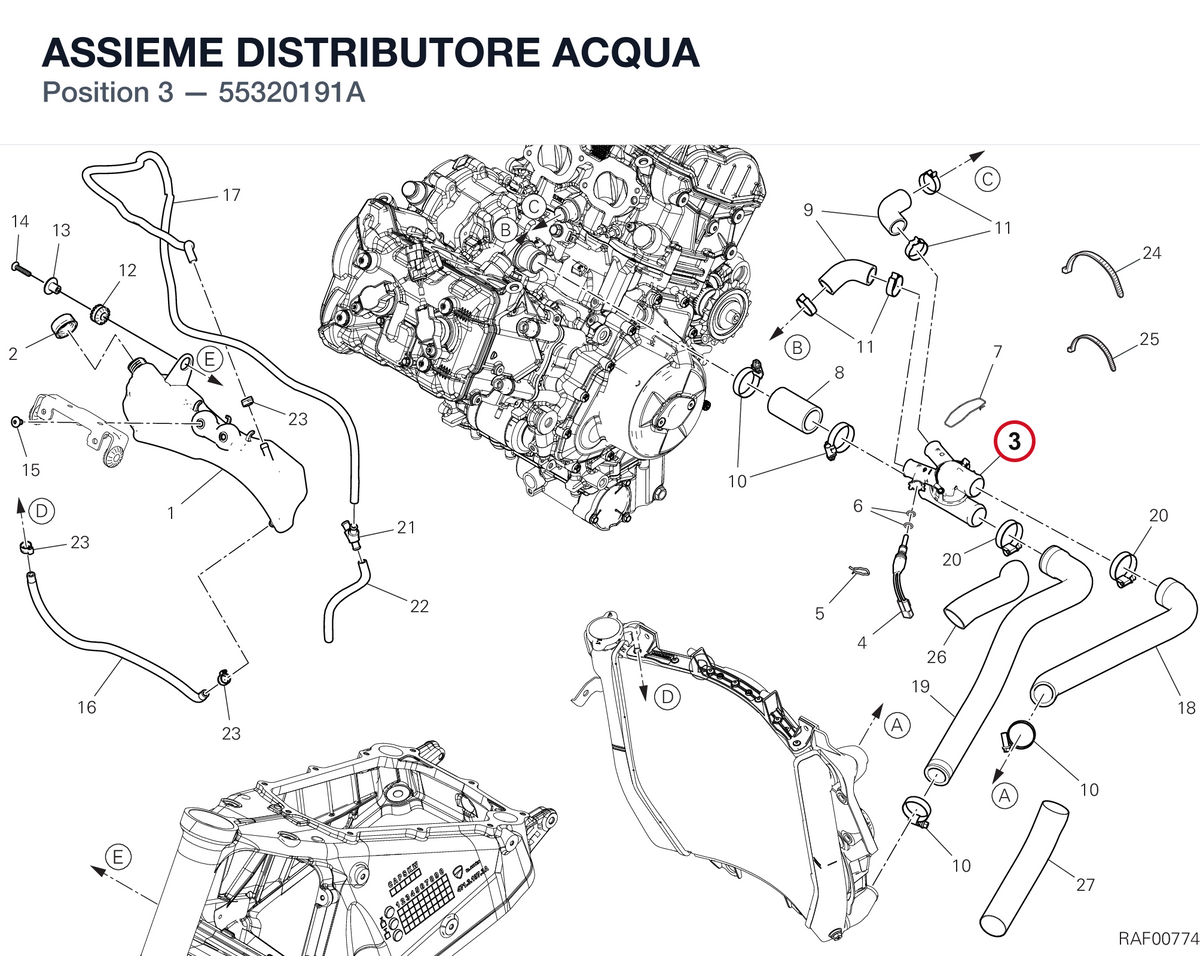 ASSIEME DISTRIBUTORE ACQUA 55320191A diagram position