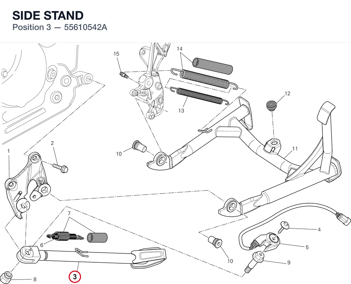 SIDE STAND 55610542A diagram position