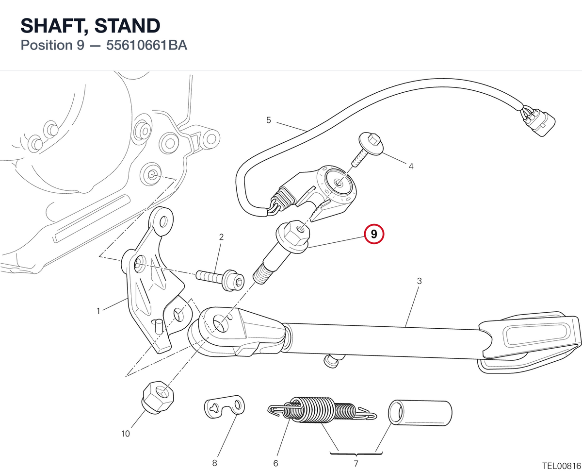 SHAFT, STAND 55610661BA diagram position