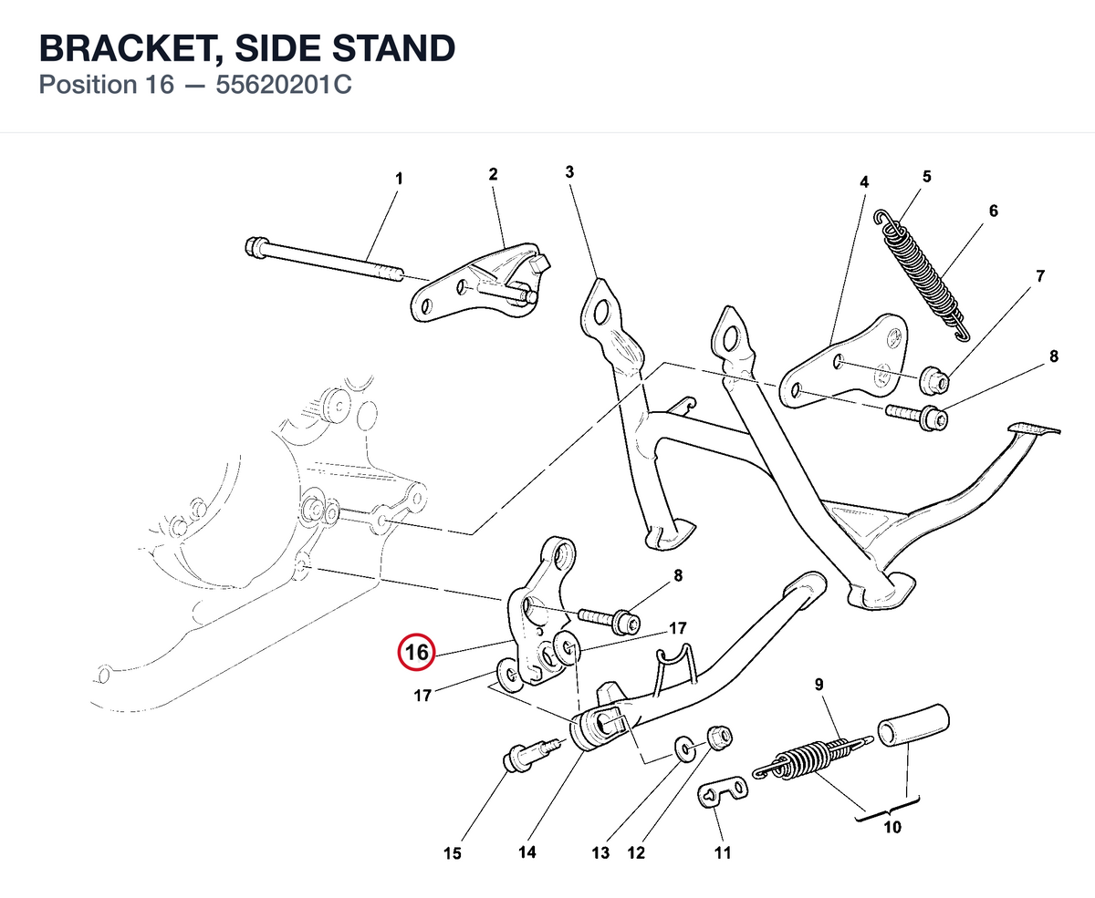 BRACKET, SIDE STAND 55620201C diagram position