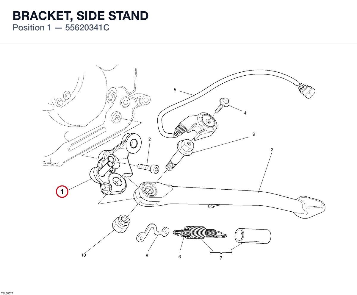 BRACKET, SIDE STAND 55620341C diagram position